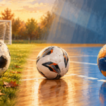 Generisana ilustracija fudbalske, futsal i rukometne lopte; ne prikazuje stvarni događaj.